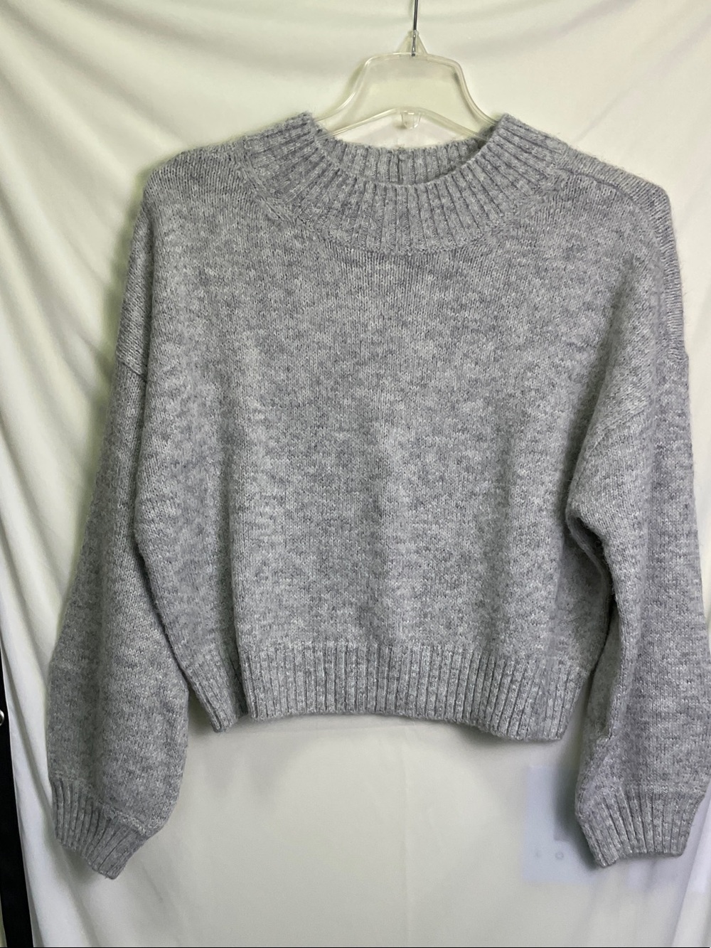 American Eagle Boxy Cropped Sweater - Heather Gray